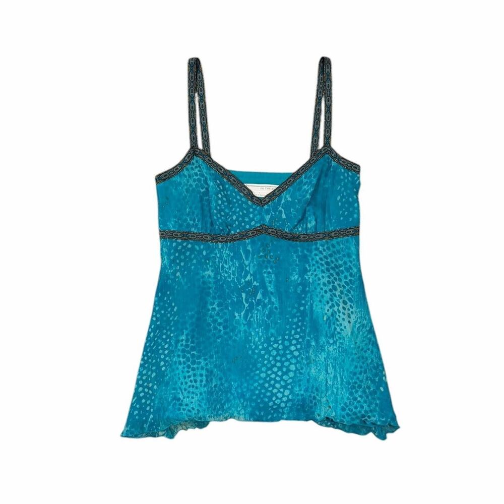 NWOT Vintage Y2K fairy 100% silk turquoise cami top Size 2